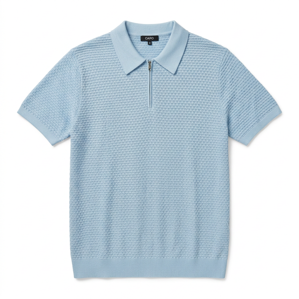 CAPO MICRO SQUARE ZIP POLO SHIRT