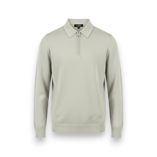 CAPO EGYPTIAN COTTON LS ZIP POLO SHIRT